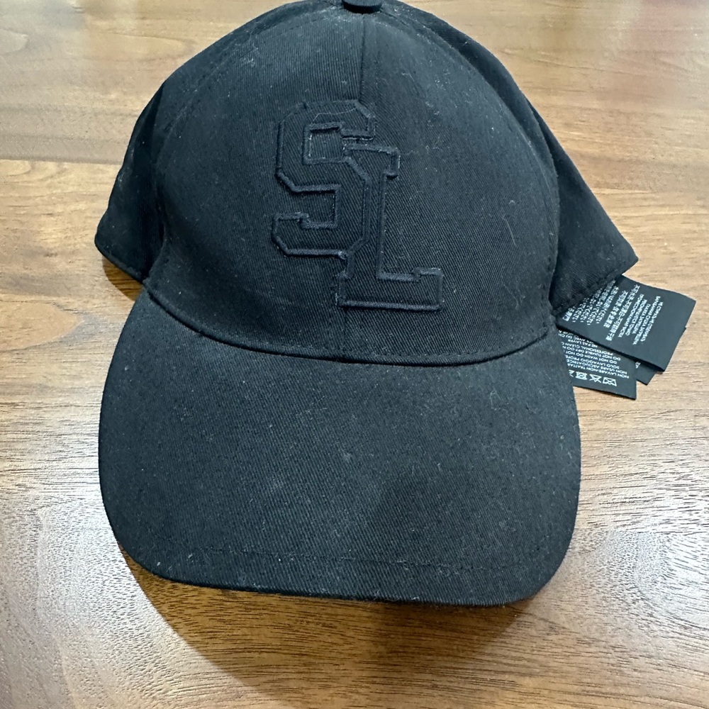 Saint Laurent Black Baseball Cap with Embroidered Letters
